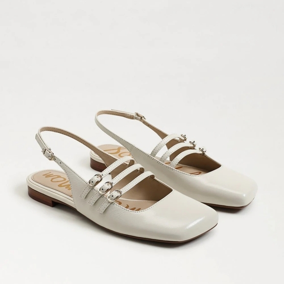 NIB Sam Edelman Ilona Slingback Flat Size 7.5 In Ivory - Picture 1 of 14